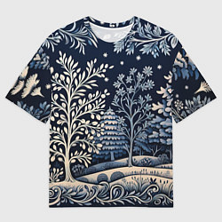 Мужская футболка оверсайз Ледяные узоры нового года