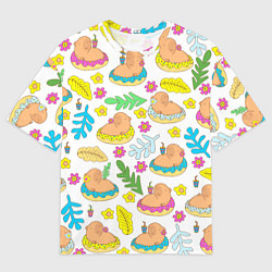 Мужская футболка оверсайз Капибары на отдыхе