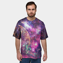 Футболка оверсайз мужская Пурпурные космические туманности со звездами, цвет: 3D-принт — фото 2