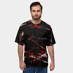 Футболка оверсайз мужская Красные узоры, цвет: 3D-принт — фото 2