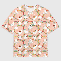 Футболка оверсайз мужская Новогодние привидения, цвет: 3D-принт