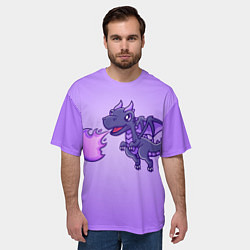 Футболка оверсайз мужская Милый огнедышащий дракончик, цвет: 3D-принт — фото 2