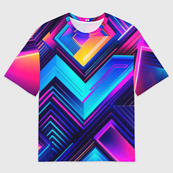 Футболка оверсайз мужская Геометрическая неоновая абстракция, цвет: 3D-принт