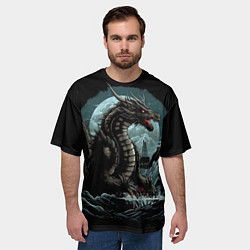 Футболка оверсайз мужская Дракон зимних ночей, цвет: 3D-принт — фото 2