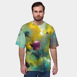 Футболка оверсайз мужская Абстрактные розы в пятнах краски, цвет: 3D-принт — фото 2