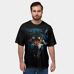 Футболка оверсайз мужская Волк хищник, цвет: 3D-принт — фото 2