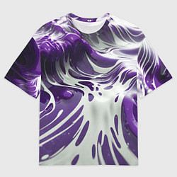 Футболка оверсайз мужская Бело-фиолетовая краска, цвет: 3D-принт