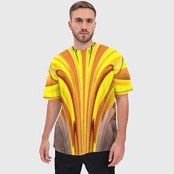 Футболка оверсайз мужская Вытянутые желтые полосы, цвет: 3D-принт — фото 2