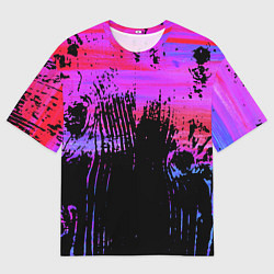Футболка оверсайз мужская Розово синий сочный гранж, цвет: 3D-принт