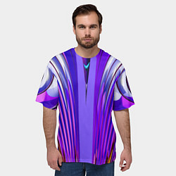 Футболка оверсайз мужская Фиолетовые линии и полосы, цвет: 3D-принт — фото 2