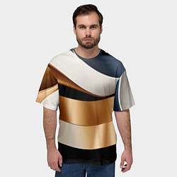 Футболка оверсайз мужская Золотистые вставки абстракции, цвет: 3D-принт — фото 2