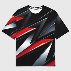 Мужская футболка оверсайз Red black abstract