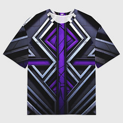 Футболка оверсайз мужская Фиолетовые вставки на черном фоне, цвет: 3D-принт