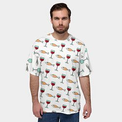 Футболка оверсайз мужская Фокус с с исчезновением рыбы и вина, цвет: 3D-принт — фото 2