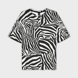 Футболка оверсайз мужская Шкура зебры черно - белая графика, цвет: 3D-принт