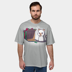 Футболка оверсайз мужская Подарок для котика, цвет: 3D-принт — фото 2