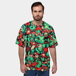 Футболка оверсайз мужская Зелёный деревянный дракончик, цвет: 3D-принт — фото 2