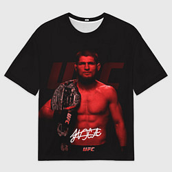 Футболка оверсайз мужская Хабиб Нурмагомедов с поясом чемпиона, цвет: 3D-принт