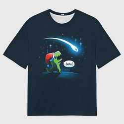 Футболка оверсайз мужская Новогодний ти рекс, цвет: 3D-принт