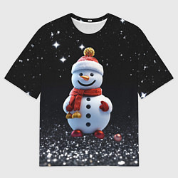 Футболка оверсайз мужская Милый снеговик на Рождество, цвет: 3D-принт