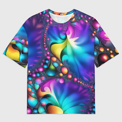 Мужская футболка оверсайз Розово синий фрактал