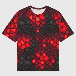 Мужская футболка оверсайз Красный трескающийся камень