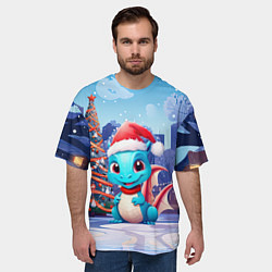 Футболка оверсайз мужская Маленький дракон зимнего чуда, цвет: 3D-принт — фото 2