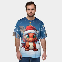 Футболка оверсайз мужская Маленький дракон зимнего чуда, цвет: 3D-принт — фото 2
