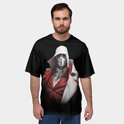 Футболка оверсайз мужская Загадочный человек в белом, цвет: 3D-принт — фото 2