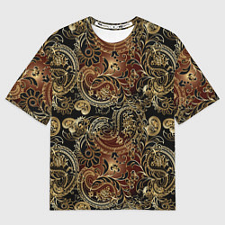 Футболка оверсайз мужская Золотые узоры пейсли, цвет: 3D-принт
