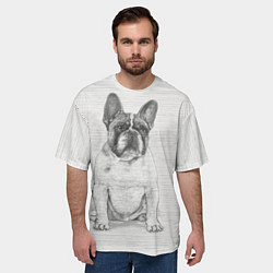 Футболка оверсайз мужская Французский бульдог грустинка, цвет: 3D-принт — фото 2