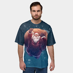 Футболка оверсайз мужская Летящий Санта, цвет: 3D-принт — фото 2