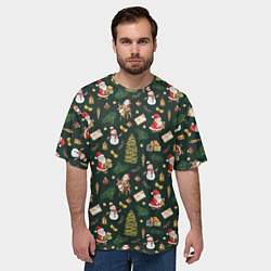 Футболка оверсайз мужская Новогодняя встреча, цвет: 3D-принт — фото 2