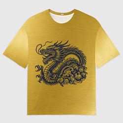 Мужская футболка оверсайз Дракон на золоте