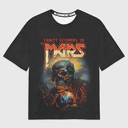 Мужская футболка оверсайз Thirty seconds to mars skull