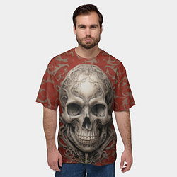 Футболка оверсайз мужская Витиеватый череп, цвет: 3D-принт — фото 2