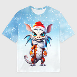 Футболка оверсайз мужская Забавный новогодний дракончик, цвет: 3D-принт