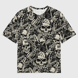 Футболка оверсайз мужская Черепа и вооружение, цвет: 3D-принт