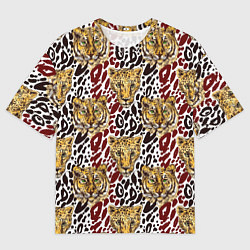 Футболка оверсайз мужская Дикие тропические кошки, цвет: 3D-принт