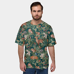 Футболка оверсайз мужская Goblincore - лес зверей, цвет: 3D-принт — фото 2