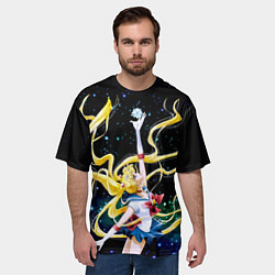 Футболка оверсайз мужская Сейлор Мун - космос, цвет: 3D-принт — фото 2