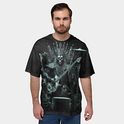 Футболка оверсайз мужская Скелет музыкант король метала на троне, цвет: 3D-принт — фото 2