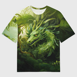 Мужская футболка оверсайз Зеленый травяной дракон