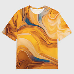 Футболка оверсайз мужская Жидкая золотая текстура - нейросеть, цвет: 3D-принт
