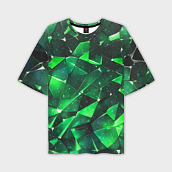 Мужская футболка оверсайз Зелёное разбитое стекло