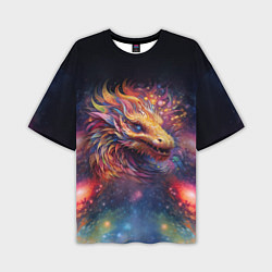 Футболка оверсайз мужская Космический дракон - символ года, цвет: 3D-принт