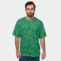Футболка оверсайз мужская Зелёный мозаичный паттерн, цвет: 3D-принт — фото 2