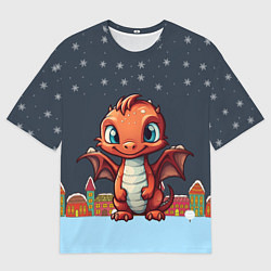 Футболка оверсайз мужская Рыжий новогодний дракон, цвет: 3D-принт