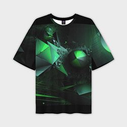 Футболка оверсайз мужская Геометрическая текстурная зеленая абстракция, цвет: 3D-принт
