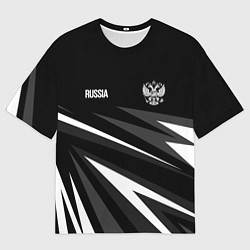 Футболка оверсайз мужская Russia - black and white geometry, цвет: 3D-принт